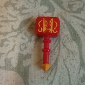 Red Hammer with Yellow Design Toy for Action Figures/Legos